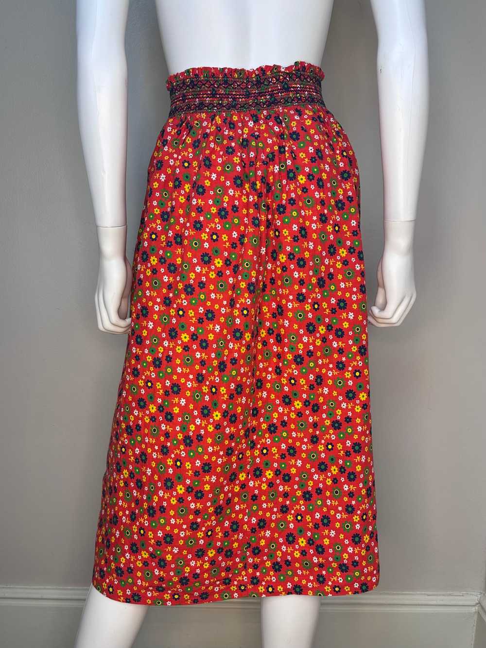 1970s Flower Power Skirt, Size XS-Small, Elastic … - image 2