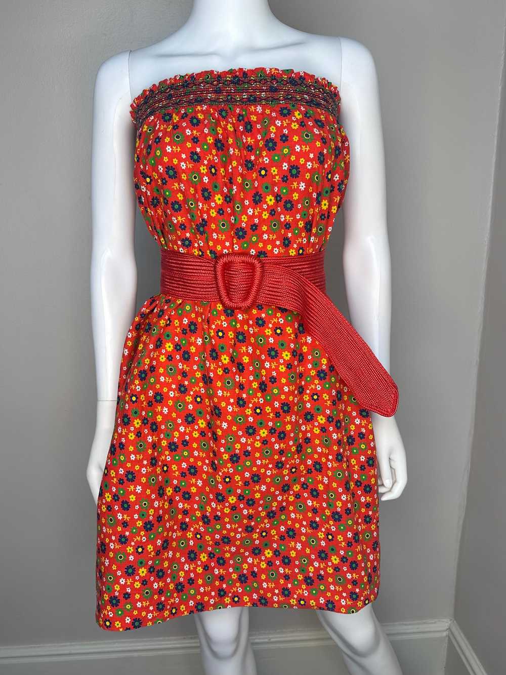 1970s Flower Power Skirt, Size XS-Small, Elastic … - image 4