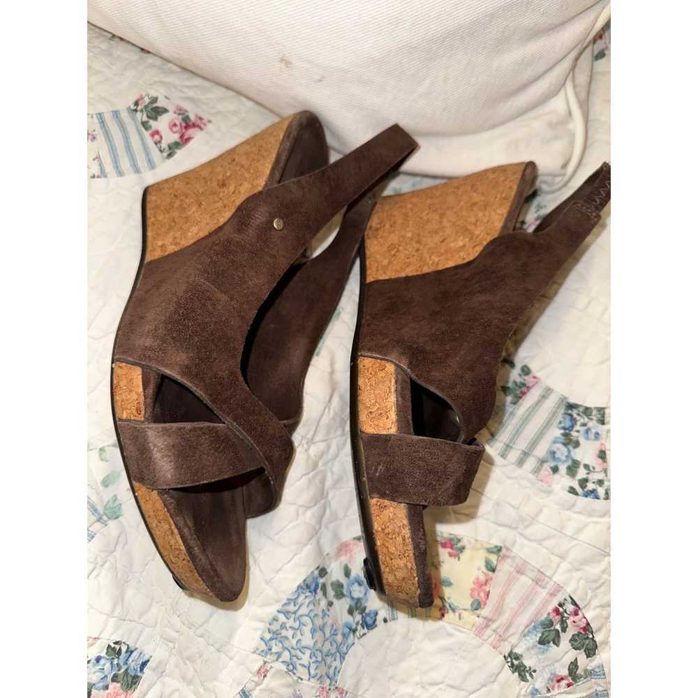 UGG BROWN SUEDE WEDGE SANDALS - image 2