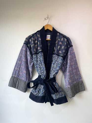 Gap Blue Floral Patchwork Quilt Jacket