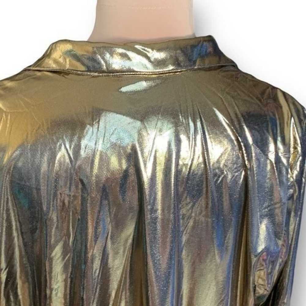 Vintage Venezia Jeans Top Gold Metallic Button-Up… - image 4