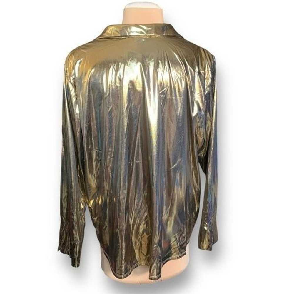 Vintage Venezia Jeans Top Gold Metallic Button-Up… - image 5