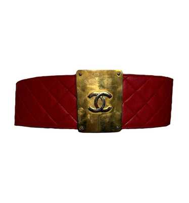 Chanel 80s Red Quilted CC Buckle Belt