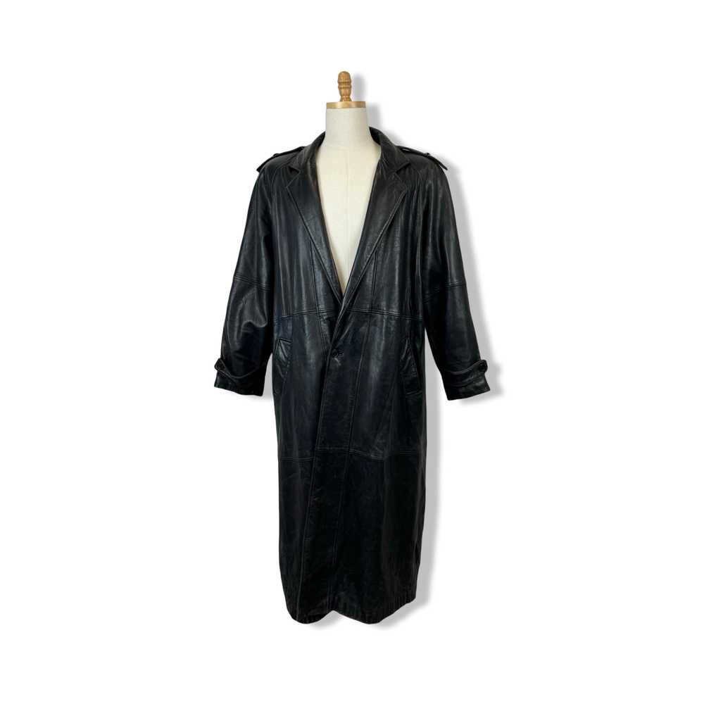 Vintage Leather Trench Coat - image 1