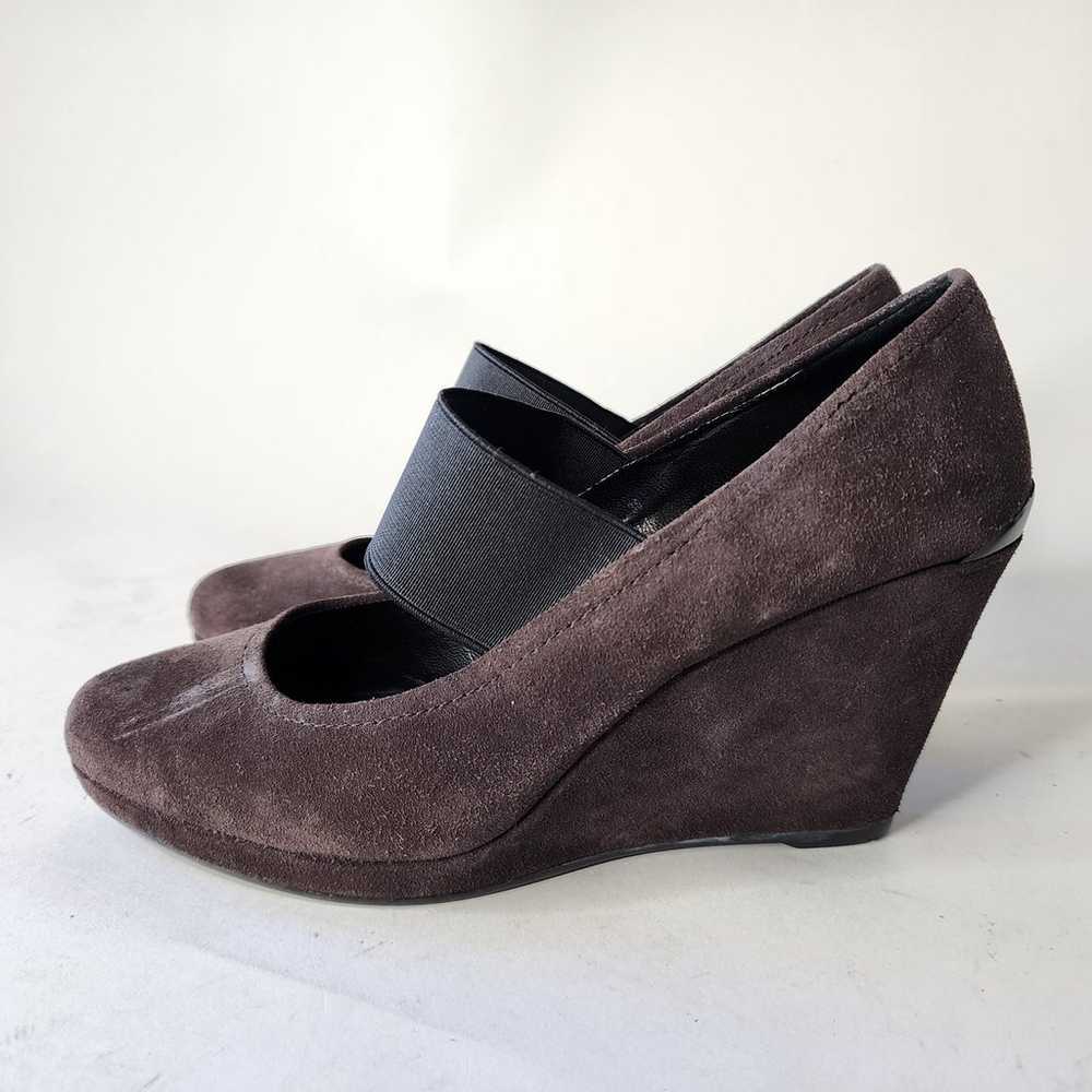 Prada Gray Suede Mary Jane Wedge Heels EU 36 6 - image 5