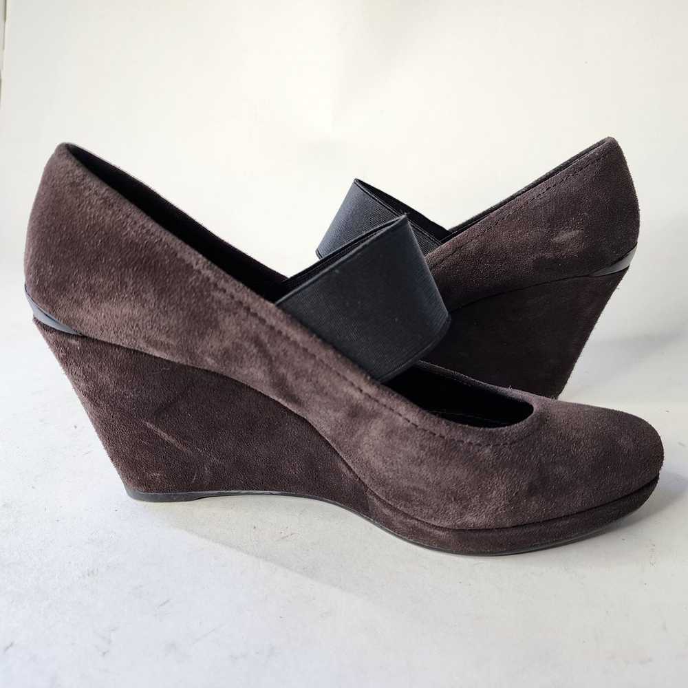 Prada Gray Suede Mary Jane Wedge Heels EU 36 6 - image 6