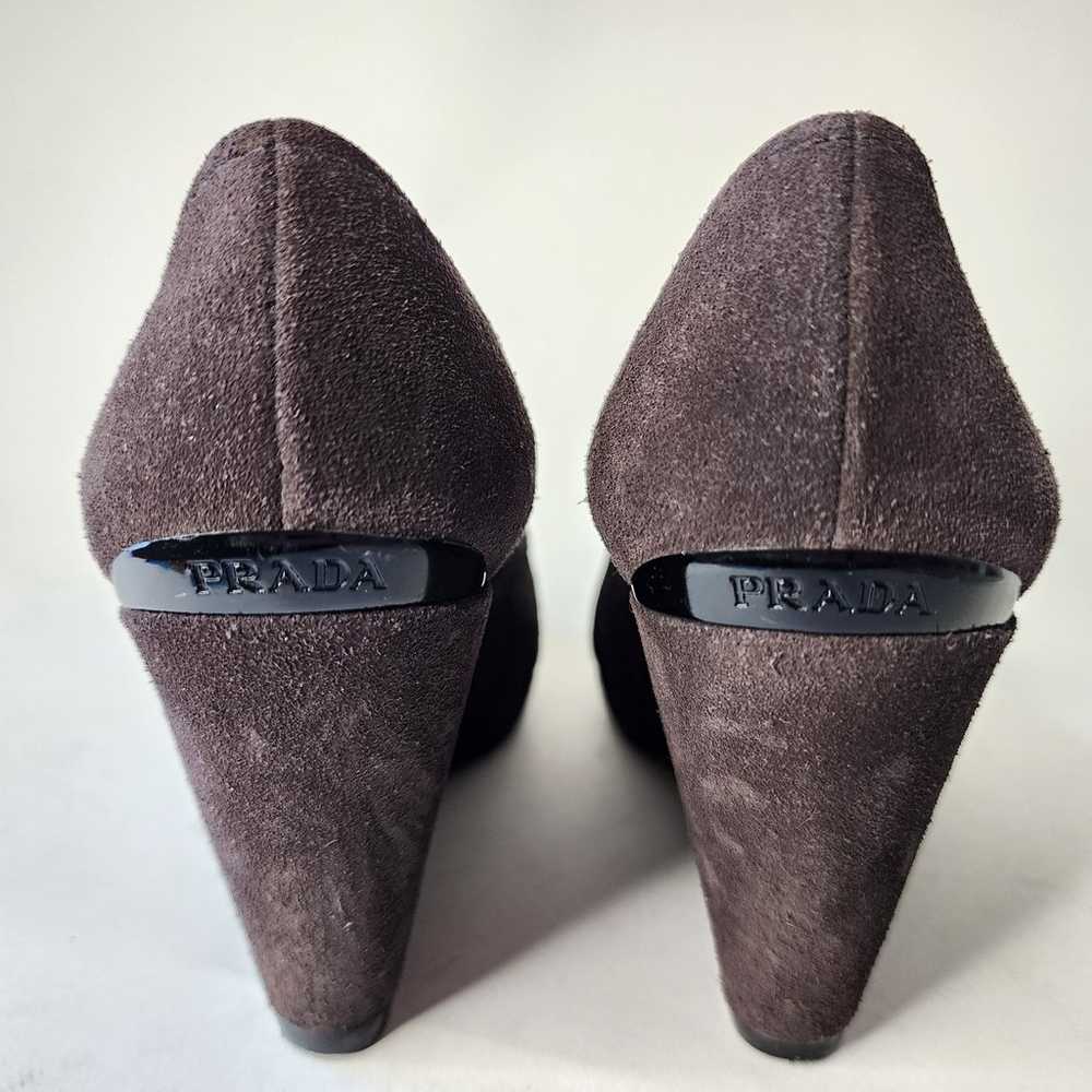 Prada Gray Suede Mary Jane Wedge Heels EU 36 6 - image 7