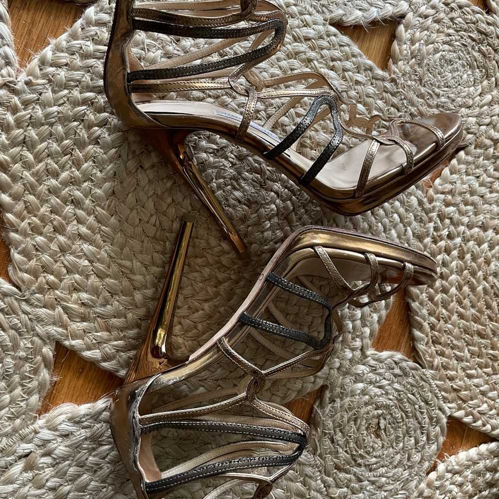 Jimmy Choo gladiator cage bronze stilettos 38 - image 5