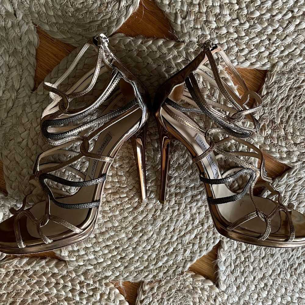 Jimmy Choo gladiator cage bronze stilettos 38 - image 6