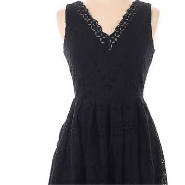 Loft Black Eyelet Sleeveless Dress Size 6 - image 1