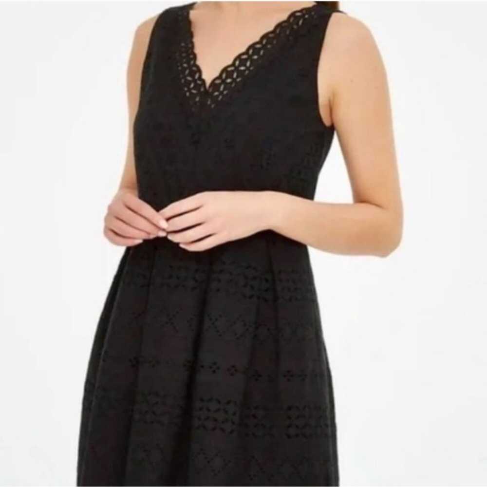 Loft Black Eyelet Sleeveless Dress Size 6 - image 2