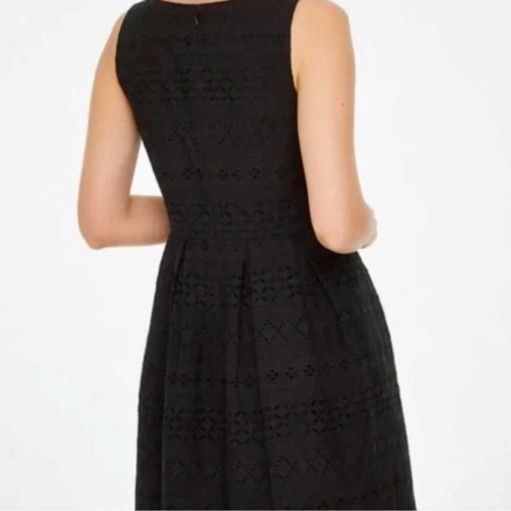 Loft Black Eyelet Sleeveless Dress Size 6 - image 3