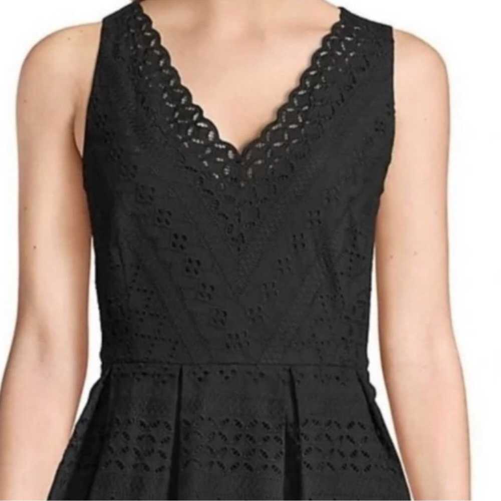 Loft Black Eyelet Sleeveless Dress Size 6 - image 4