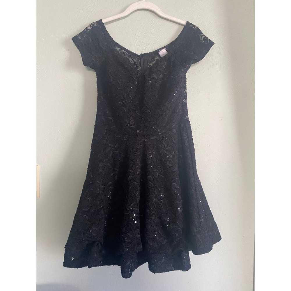 Kimcine black lace sparkle twirl date night dress… - image 1