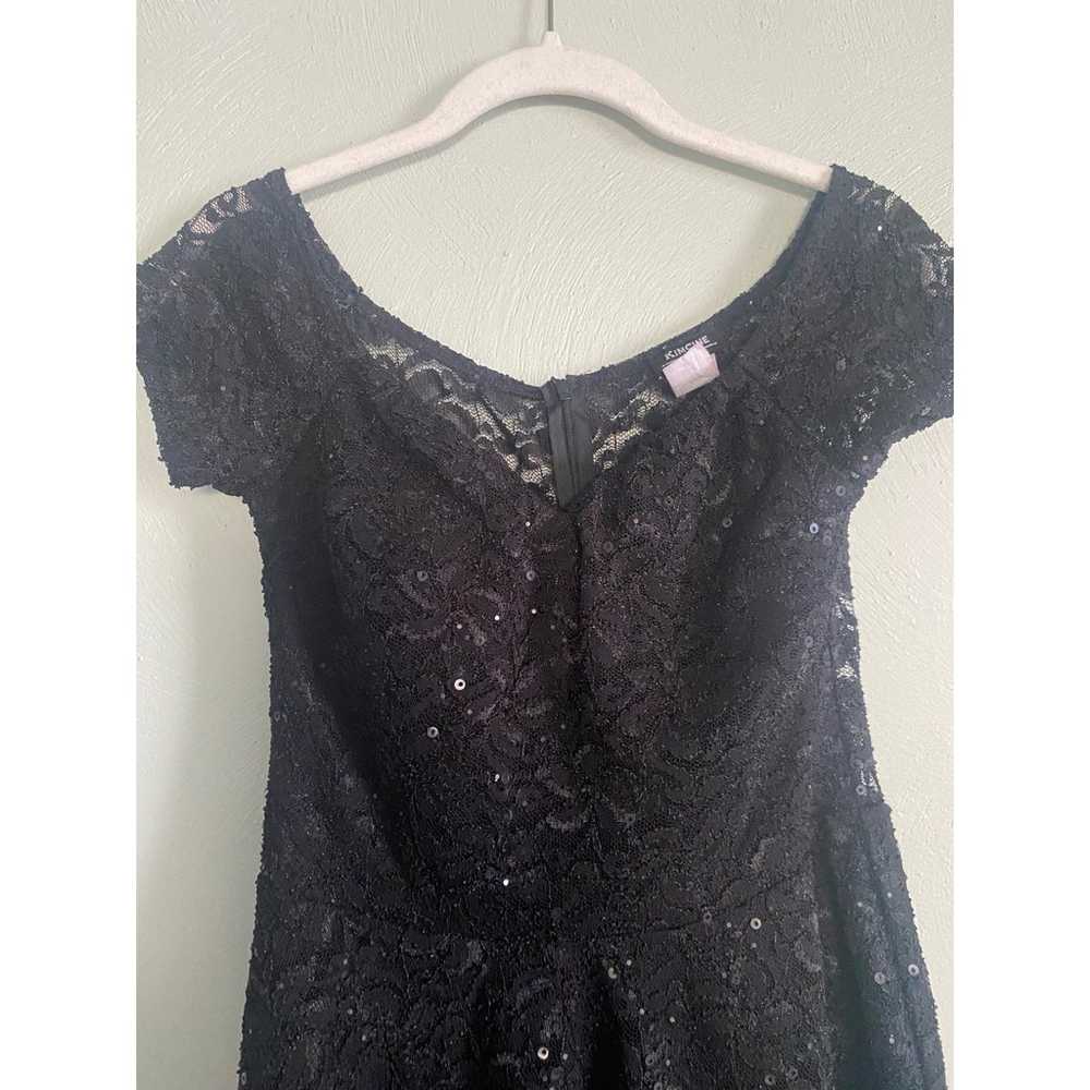 Kimcine black lace sparkle twirl date night dress… - image 2