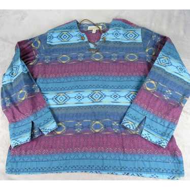 Vintage Cabelas Shirt Womens XL Blue Aztec Cotton… - image 1