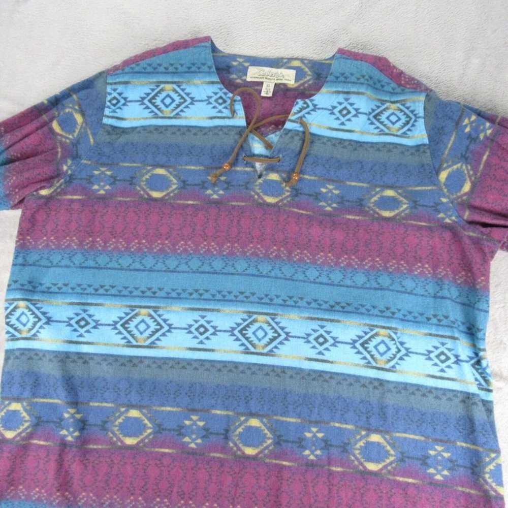 Vintage Cabelas Shirt Womens XL Blue Aztec Cotton… - image 7