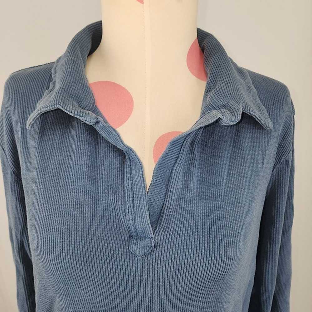 Women's Vintage Y2K Old Navy Blue Ribbed Polo Blo… - image 3