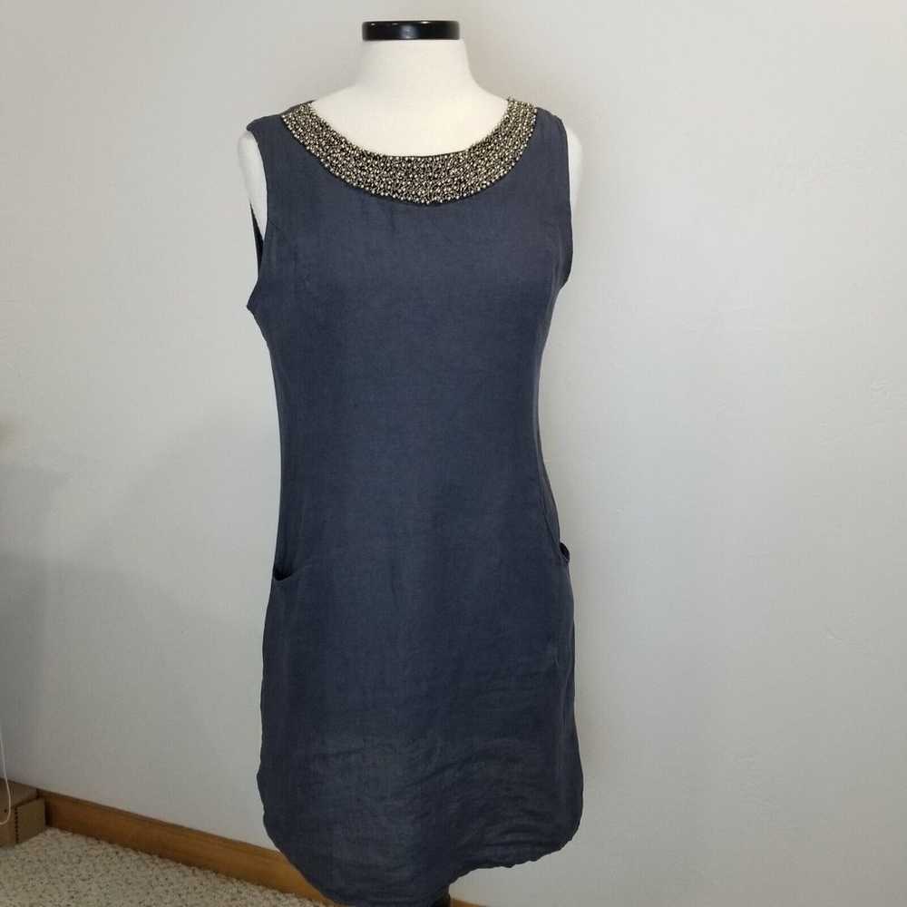 Lina Tomei Dress Size Medium 100% linen shift dre… - image 1