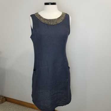 Lina Tomei Dress Size Medium 100% linen shift dre… - image 1