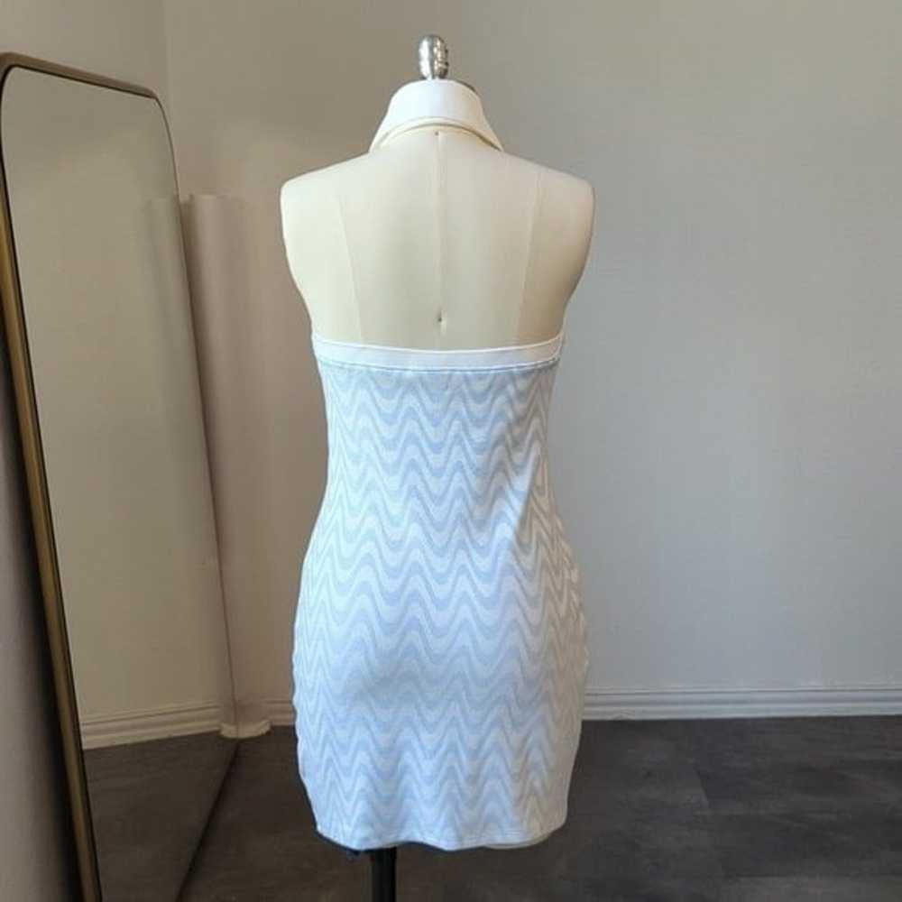 H&M Halter Collar Chevron Wave Knit Dress White B… - image 2