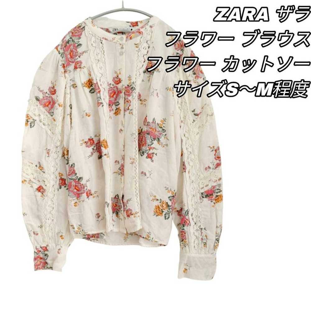 515 ZARA Blouse Lace Floral White S~M size equiva… - image 1