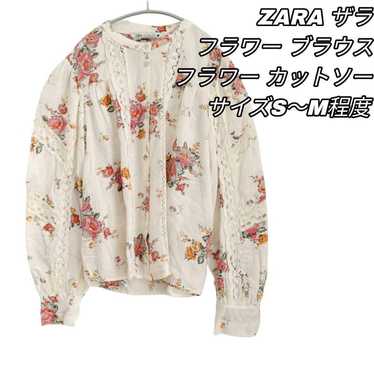 515 ZARA Blouse Lace Floral White S~M size equiva… - image 1