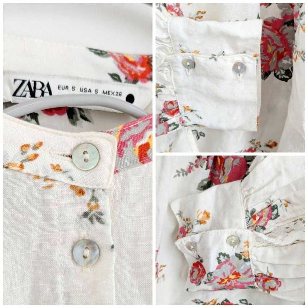 515 ZARA Blouse Lace Floral White S~M size equiva… - image 4