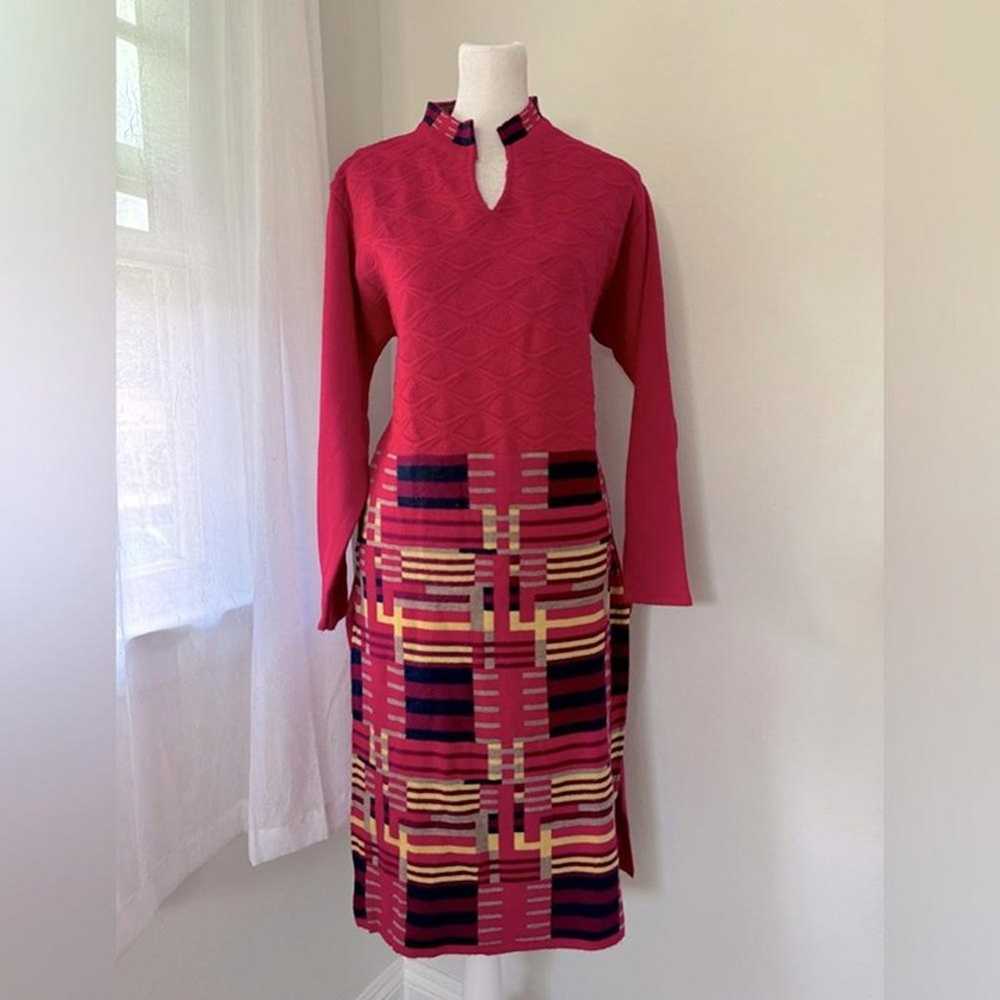 Radvin Magenta Long Sleeve Midi Sweater Dress - image 1