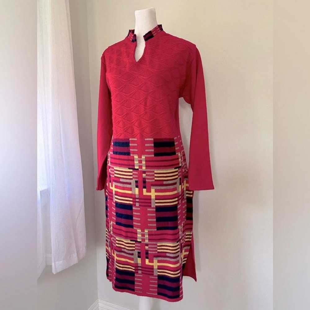 Radvin Magenta Long Sleeve Midi Sweater Dress - image 2