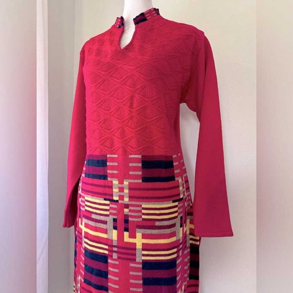 Radvin Magenta Long Sleeve Midi Sweater Dress - image 3