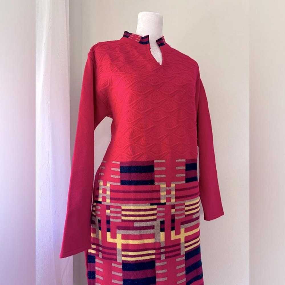 Radvin Magenta Long Sleeve Midi Sweater Dress - image 4