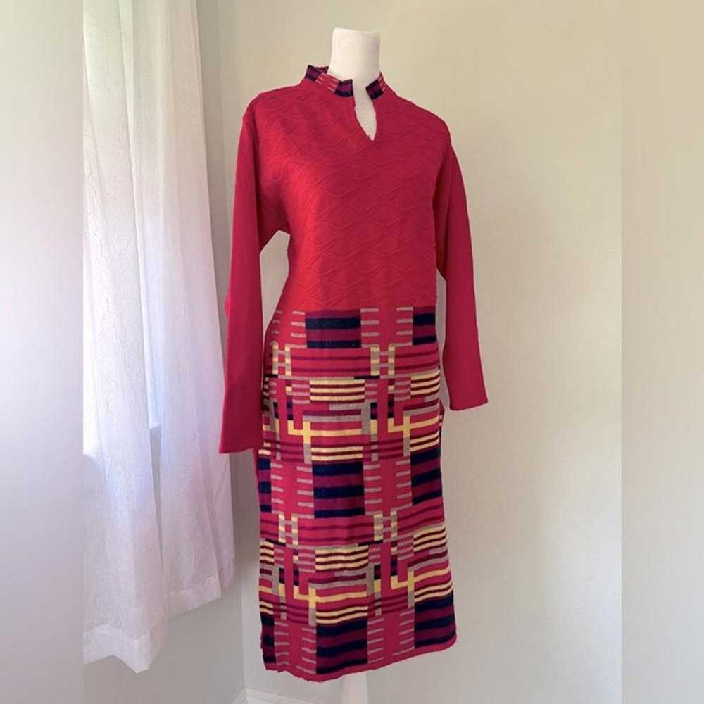 Radvin Magenta Long Sleeve Midi Sweater Dress - image 5