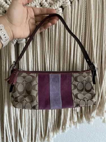 バッグ Vintage Coach shoulder bag Suede purple COACH Purple Herringbone Wool Suede Leather Soho Shoulder