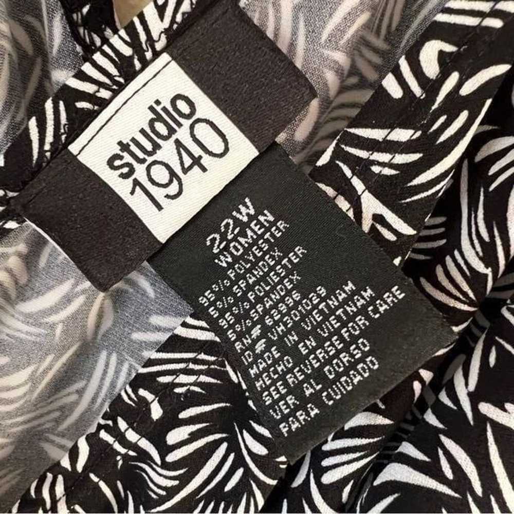 Studio 1940 Short Sleeve Black White Faux Wrap Mi… - image 3