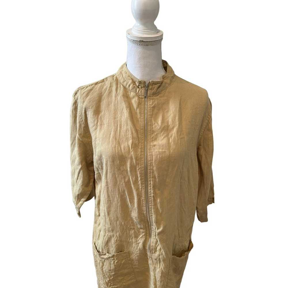 Chicos Linen Zip Front Shirt dress Camel M - image 2