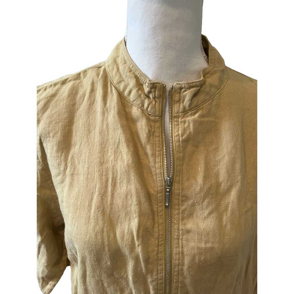 Chicos Linen Zip Front Shirt dress Camel M - image 3