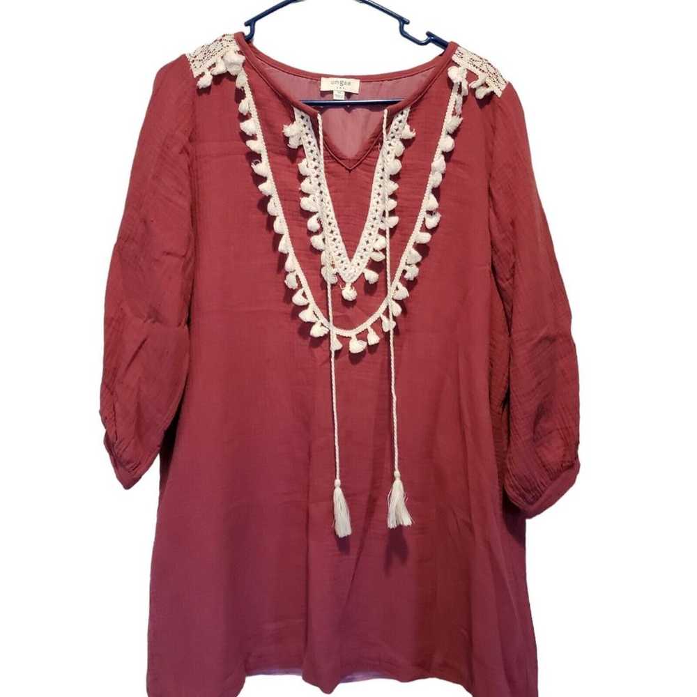 UMGEE Boho Medium Crocheted Tassel Cotton Gauze T… - image 1