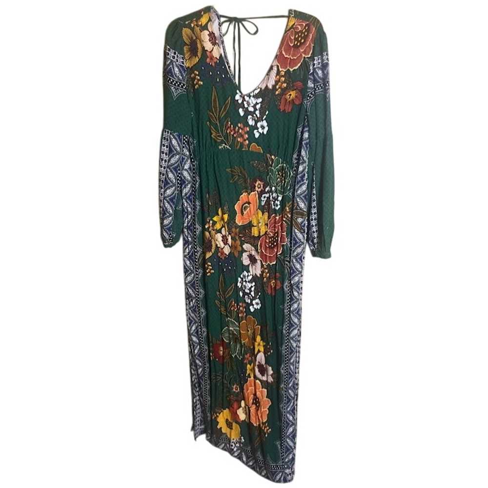 Philosophy Green Floral Print Long Sleeve Maxi Dr… - image 1