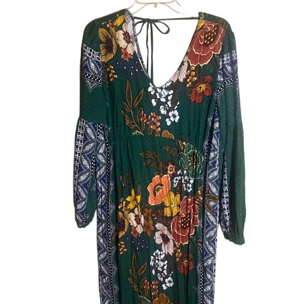 Philosophy Green Floral Print Long Sleeve Maxi Dr… - image 2