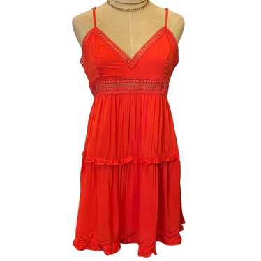 Lulus Red Lace Tiered Dress M