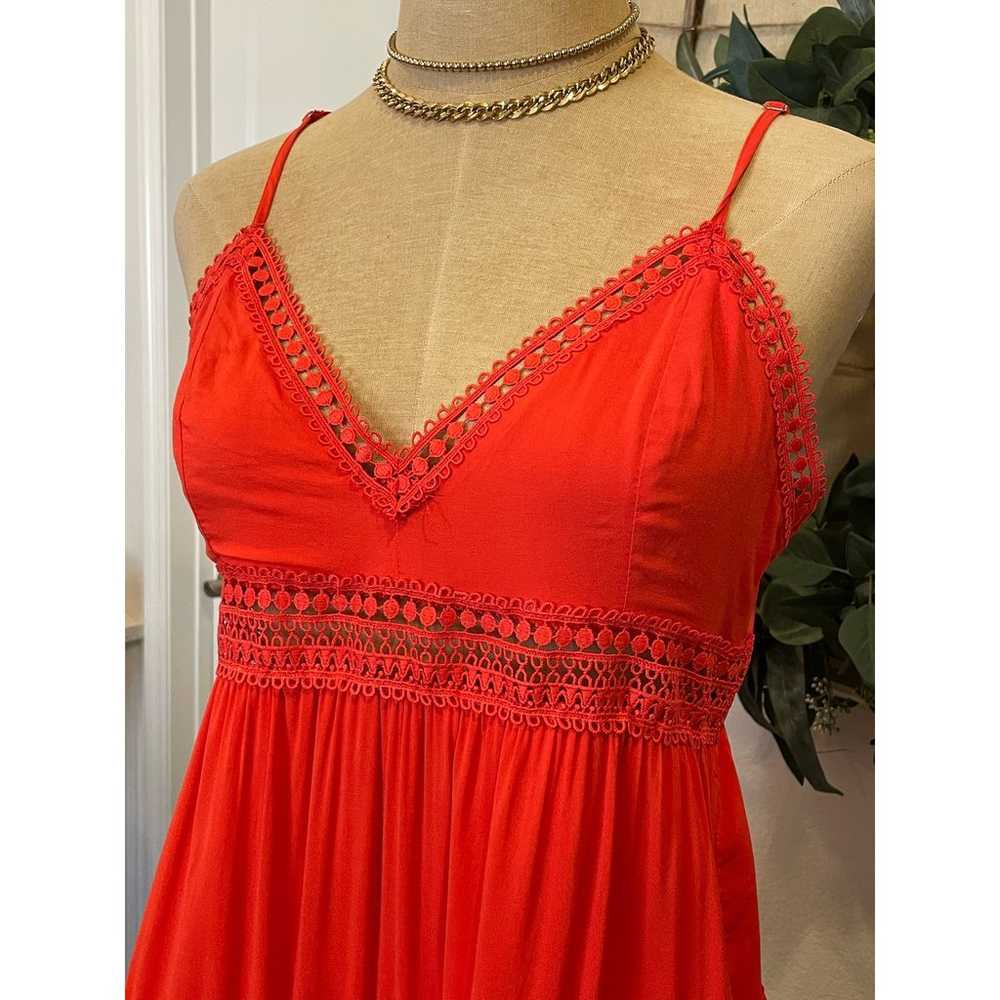 Lulus Red Lace Tiered Dress M - image 2