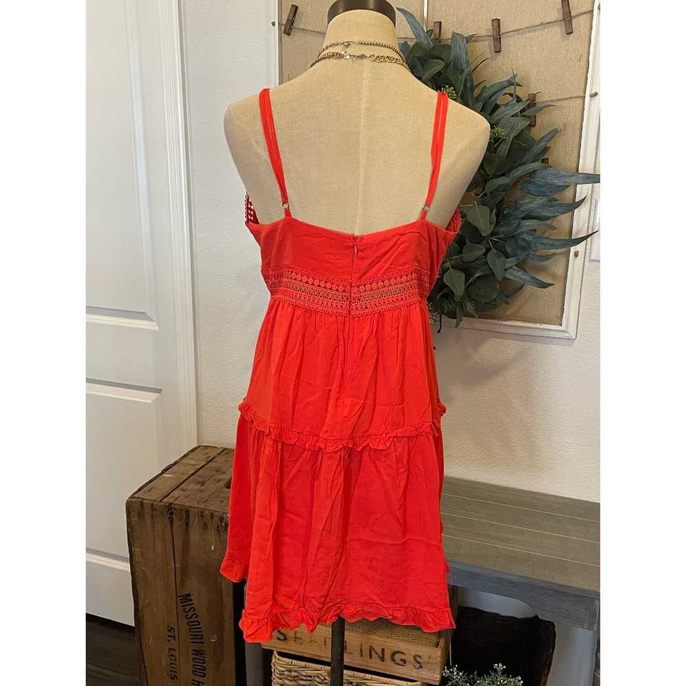 Lulus Red Lace Tiered Dress M - image 5