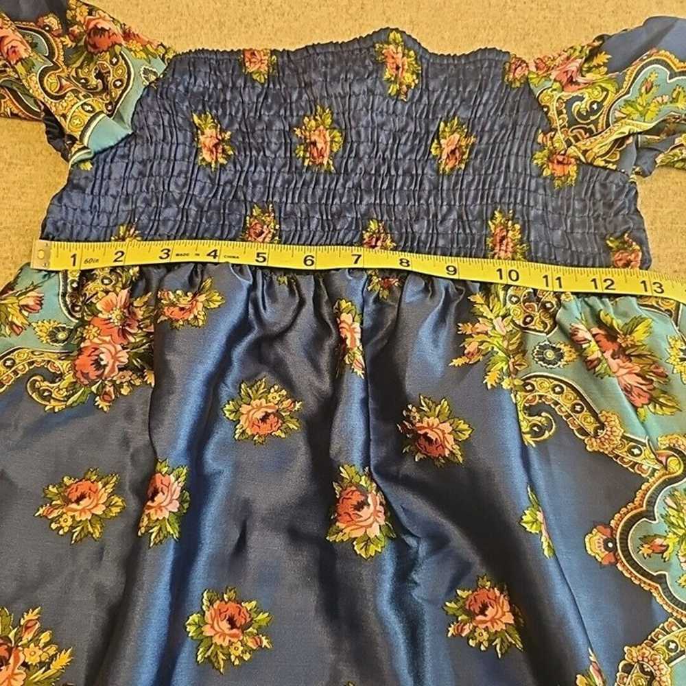 vtg wetseal dress Large Blue y2k floral satin Mid… - image 10