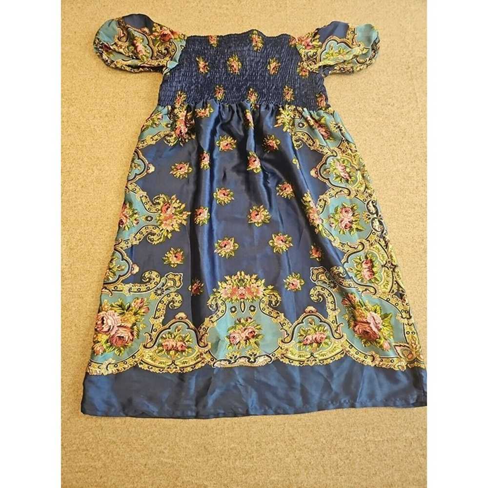 vtg wetseal dress Large Blue y2k floral satin Mid… - image 8