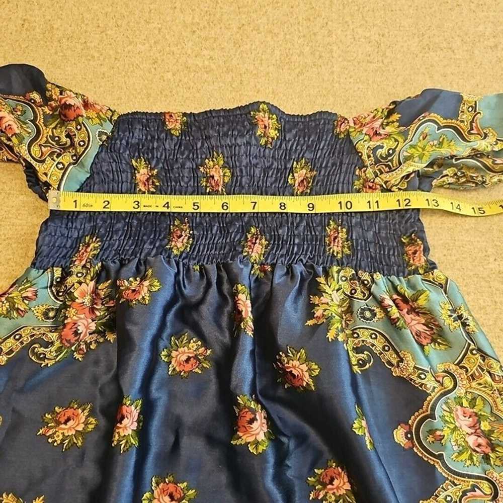 vtg wetseal dress Large Blue y2k floral satin Mid… - image 9