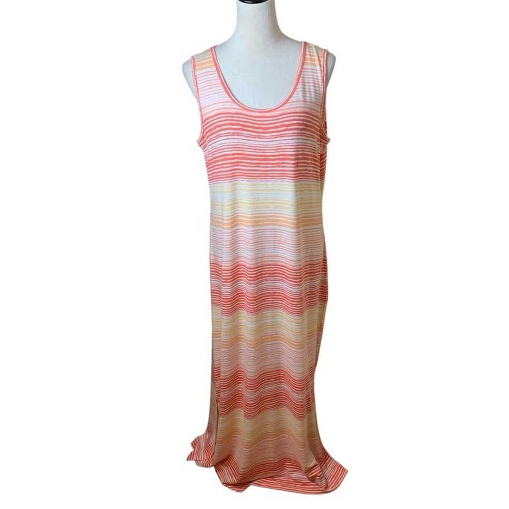 J Jill Sunny Horizons Striped Maxi Dress Large Be… - image 2