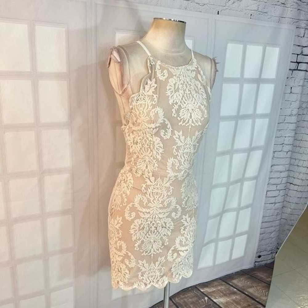 Hello Molly Cream Lace Halter Open Back Bodycon M… - image 2