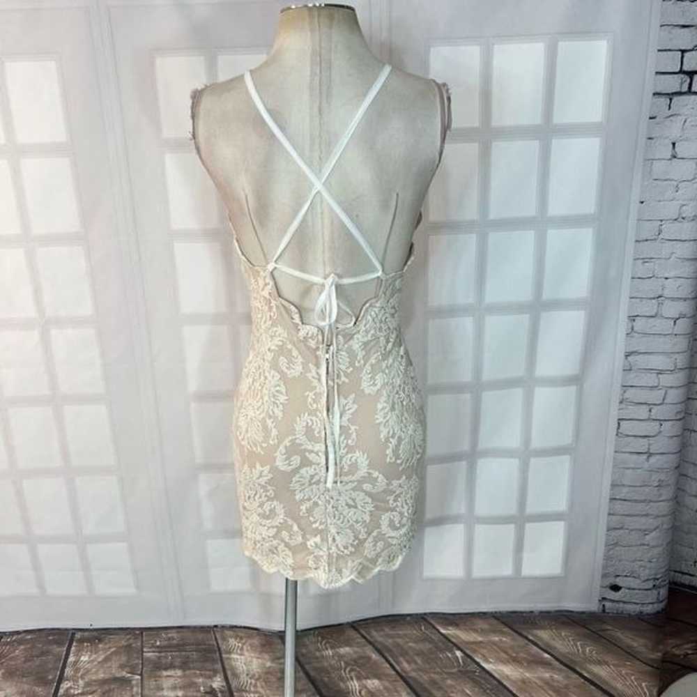 Hello Molly Cream Lace Halter Open Back Bodycon M… - image 5