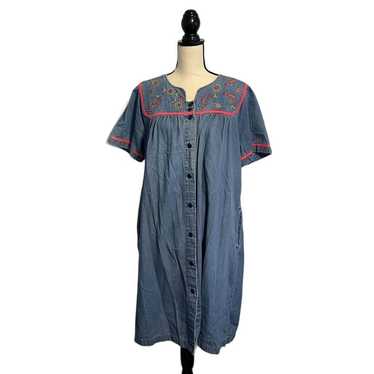 Go Softly Womens Patio Dress Size Large Blue Cham… - image 1